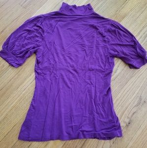 Purple Short Sleeved Mock Turtleneck